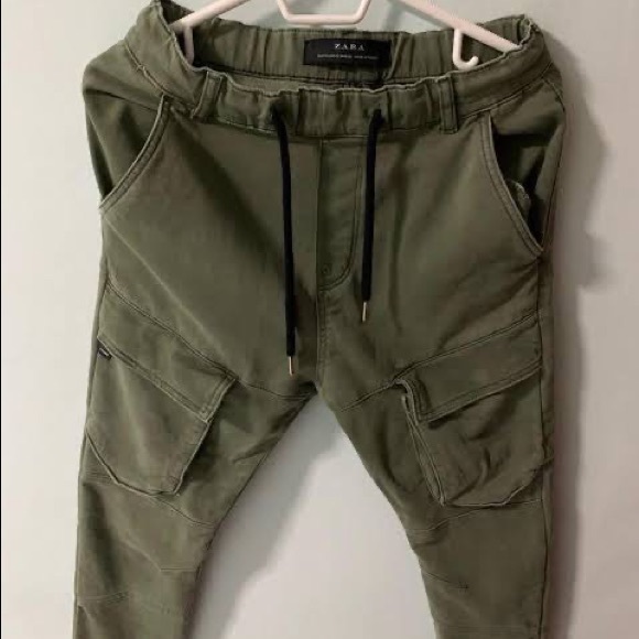 Zara | Pants | Zara Green Cargo Joggers Eu M | Poshmark